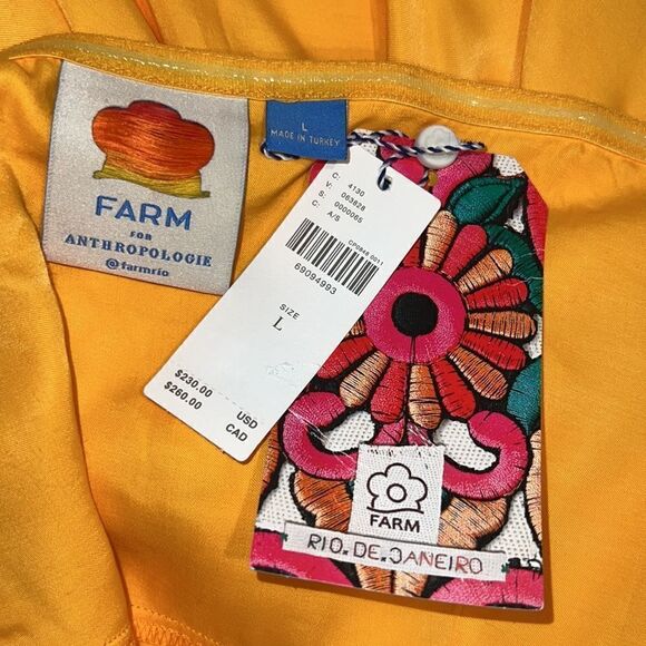 NWT Anthropologie X Farm Rio Yellow Halter Maxi Dress Large - Picture 11 of 15